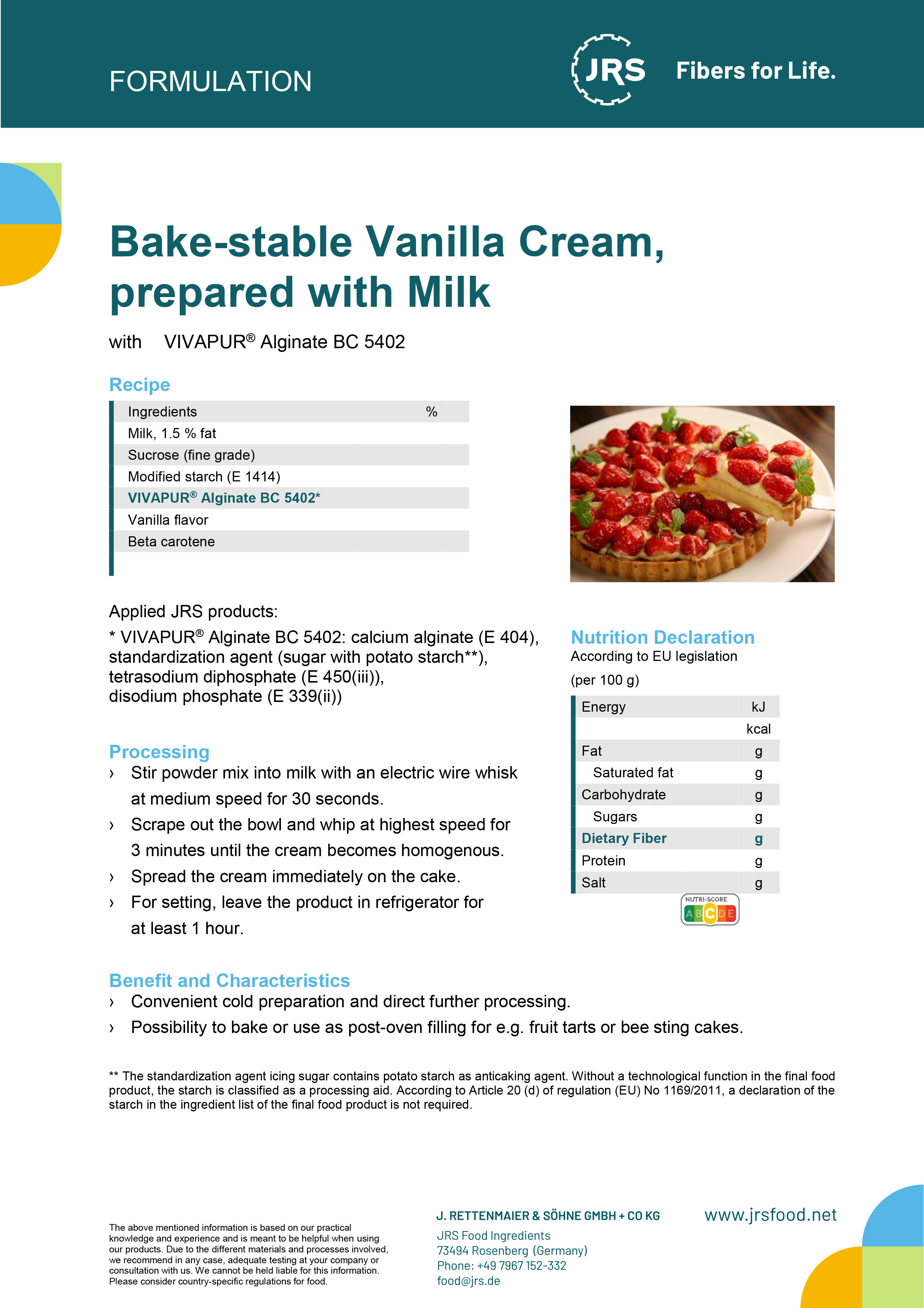 Backstabile Vanillecreme
