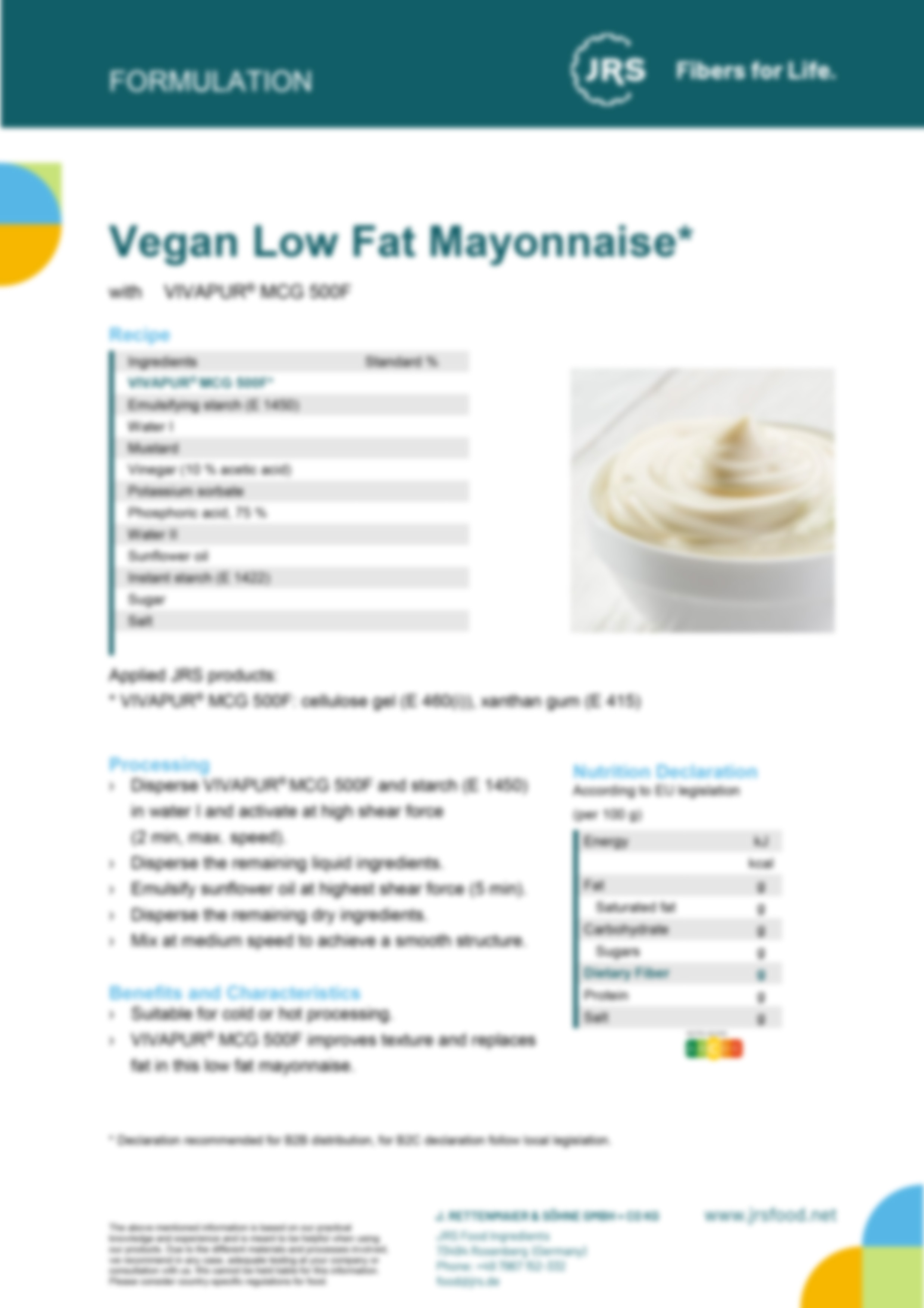 Vegane fettarme Mayonnaise